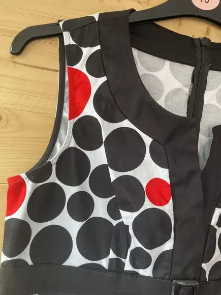 Libra Women’s Black White & Red Dress Knee Length UK Size 12 VGC - Picture 5 of 10